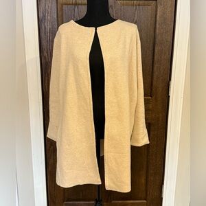 J. Crew Women's 100% Cotton Tan / Oatmeal Open Front Cardigan With Pockets